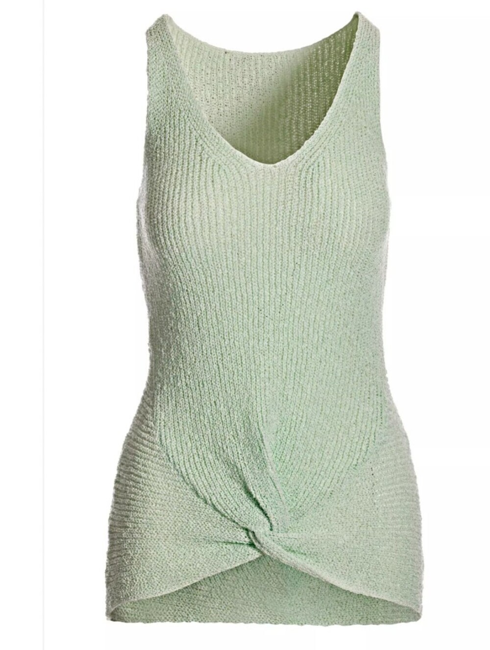 Boston Proper Mint Green V-Neck Knit Tank with Front Twist